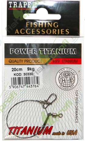 Поводок спиннинговый титаниум 20см х 9кг ТРАПЕР