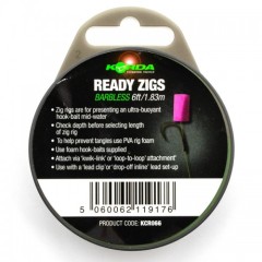 Поводок готовый Korda Ready Zigs Barbless 6' 180см №10 3шт безбородый
