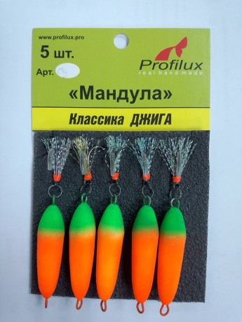 Приманка джиговая  Мандула Profilux классика джига "поплавок" 6 см зел/оран