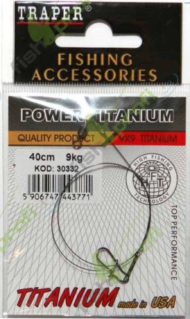 Поводок спиннинговый титаниум 40см х 9кг ТРАПЕР