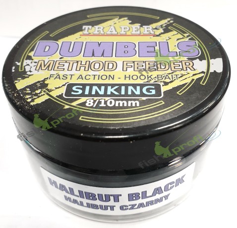 Дамбелсы тонущие Метод Фидер 8-10мм 50гр Палтус Чёрный Traper ТРАПЕР Dumbels sinking Halibut Black