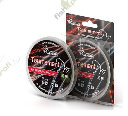 Леска монофильная ALLVEGA "Tournament Pro" 50м 0,12мм (2,15кг) прозрачная