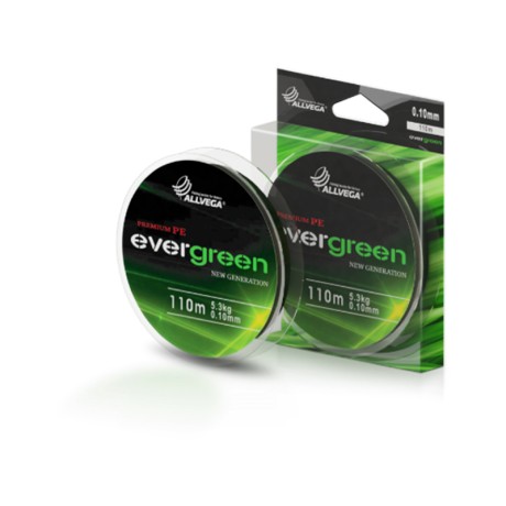 Шнур плетёный ALLVEGA "Evergreen" 110м 0,14мм (8,0кг) тёмно-зелёный