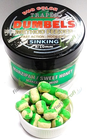 Дамбелсы тонущие Трапер Марципан/Мед Dumbels Duo Color sinking Traper Marcepan/Hon 8-10мм 50гр