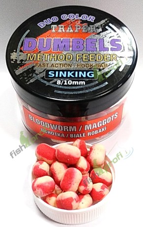 Дамбелсы тонущие Трапер Мотыль/Опарыш Dumbels Duo Color sinking Traper Bloodworm/Maggot 8-10мм50гр