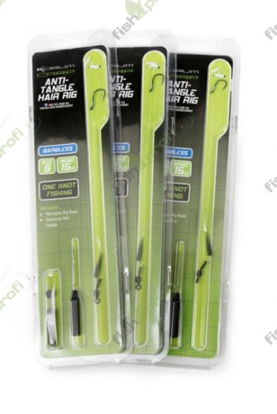 KORUM ANTI TANGLE HAIR RIGS BARBLESS Готовый карповый поводок с волосяной оснасткой, "безбородый" крючок № 6
