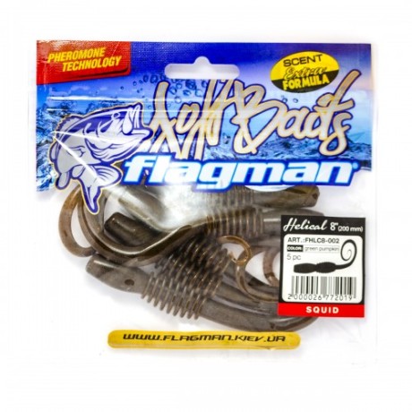 Червь Flagman Helical 8" squid green pumpkin 20см 5шт