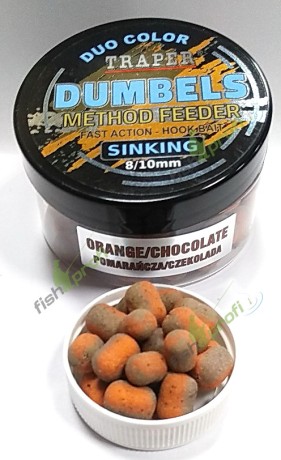 Дамбелсы тонущие Трапер Апельсин/Шоколад Dumbels Duo Color sinking Traper Orange/Chokolate 8-10мм 50гр