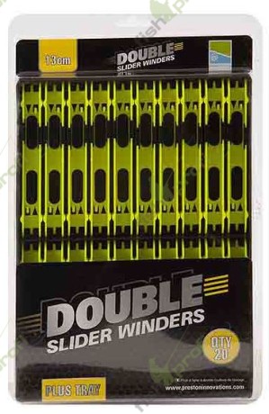 Набор мотовил Preston DOUBLE SLIDER WINDERS 13CM - YELLOW 20шт х 13см + трей желтые