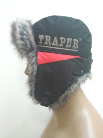 89106 Ушанка TRAPER NORD мех мембрана черная/красная XL барсук