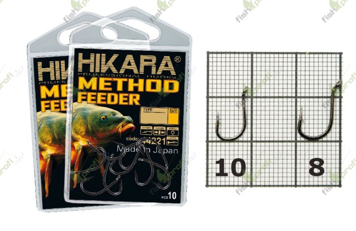 Крючки METHOD FEEDER Hikara (Япония) черный хром 002 № 8 рыболовные
