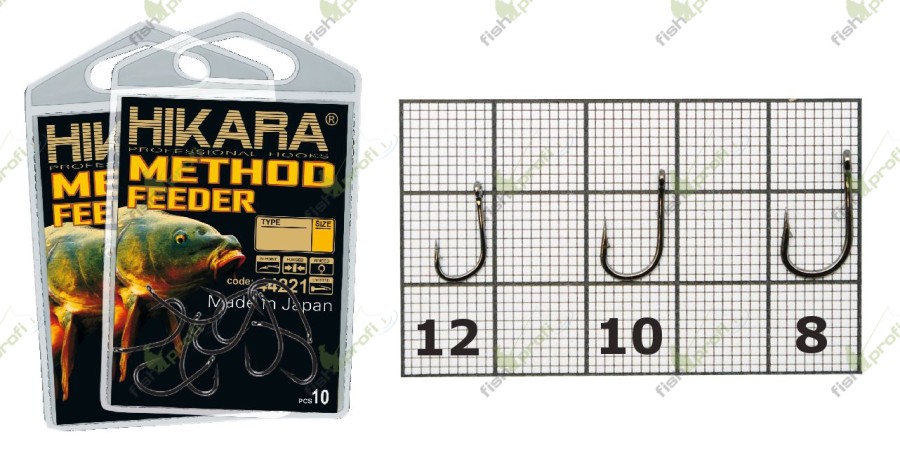 Крючки METHOD FEEDER Hikara (Япония) черный хром 003 № 10 рыболовные