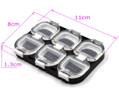 Коробочка односторонняя 6 ячеек магнитная 11,5 х 9,5 х 3 см.