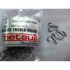 Тройные крючки metsui ROUND цвет bln, размер № 1, (в уп. 50 шт.)