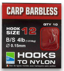 Готовый карповый поводок Preston BARBLESS CARP  HOOKS TO NYLON  № 12 F-1