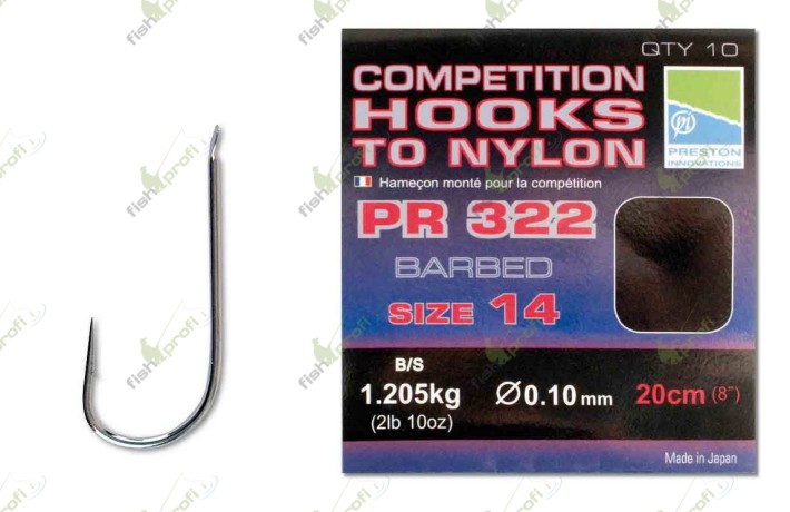 Готовый поводок Preston PRC 322 HOOKS TO NYLON №14