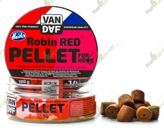Пеллетс VAN DAF Robin Red с отверстием под волос, 14 мм, банка 100 г.