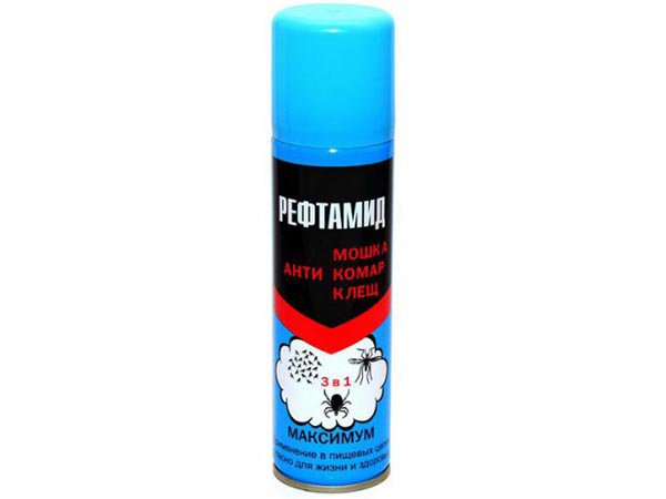 Спрей от комаров, мошек, клещей РЕФТАМИД 147 мл для одежды и тела