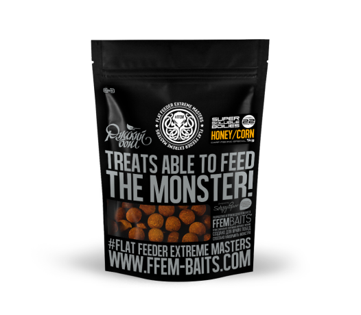 FFEM Soluble Boilies Honey Corn - Растворимые прикормочные бойлы (Мед-Кукуруза) 22мм/1кг.
