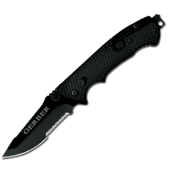 Нож Gerber Tactical Hinderer CLS, черный, серейторное лезвие, коробка, 22-01870