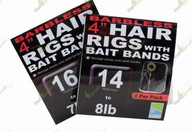Поводок для волосяной оснастки Preston BARBLESS HAIR RIG WITH BAIT BANDS с кольцом 10см №10