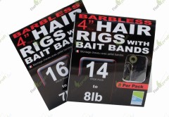 Поводок для волосяной оснастки Preston BARBLESS HAIR RIG WITH BAIT BANDS с кольцом 10см №10