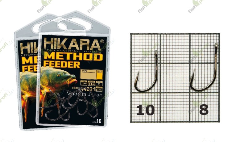Крючки METHOD FEEDER Hikara (Япония) черный хром 008 № 10 рыболовные
