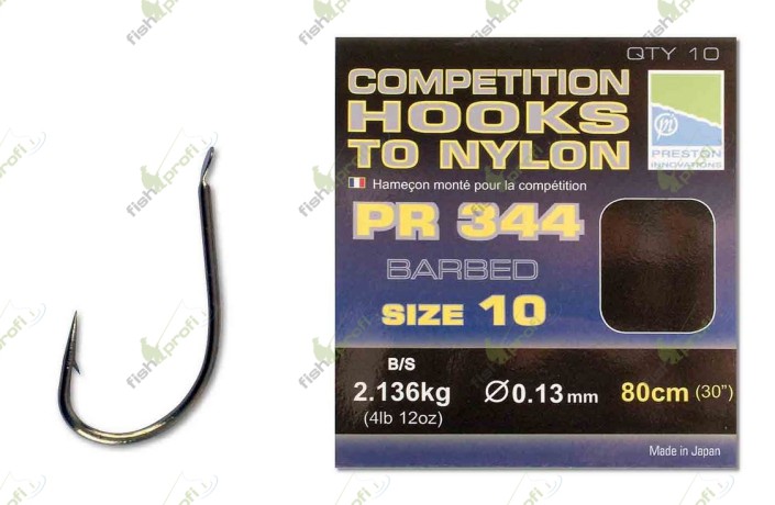 Готовый поводок Preston PRC 344 HOOKS TO NYLON №10