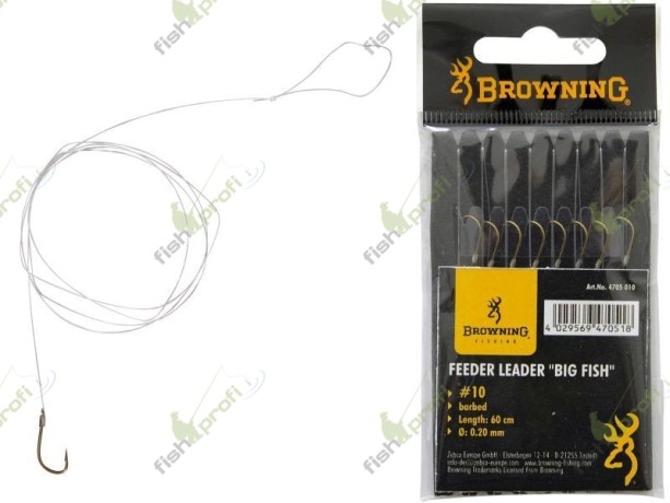 Крючки с поводками №14 BIG Fish 0.14mm Bronze 100 cm(1 уп. - 8 шт.) Browning