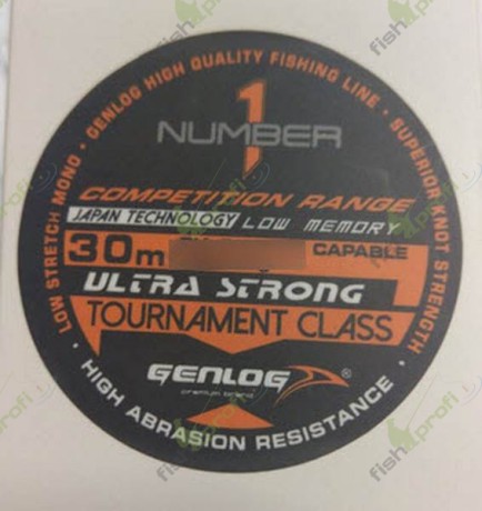Леска рыболовная GENLOG NUMBER ONE TOURNAMENT CLASS 0,10 мм 30 м