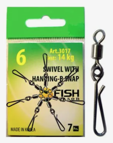 Вертлюжок "Сезон Рыбалки" с быстросъёмной застёжкой Handging-B № 6  14кг, 7шт