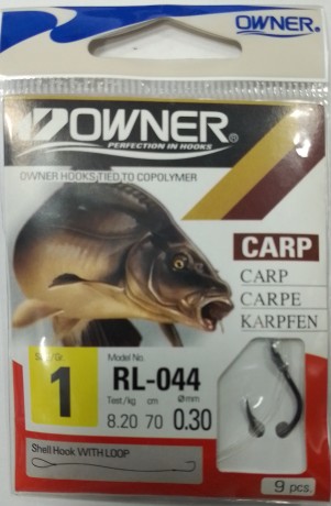 Крючок с повод.OWNER RL-044 №01 Carp
