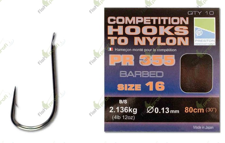 Готовый поводок Preston PRC 355 HOOKS TO NYLON №12