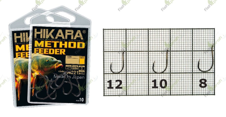 Крючки METHOD FEEDER Hikara (Япония) черный хром 010 № 10 рыболовные