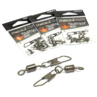 Вертлюги с карабином Metsui (митсуи) Rolling Swivel with safety snap черные, № 7 (1 уп.-12 шт.)