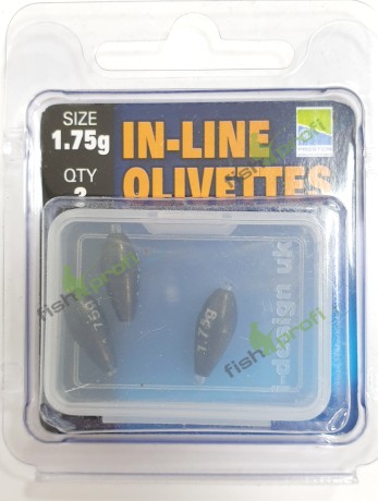Грузило Preston INLINE OLIVETTE Оливка 1,75гр