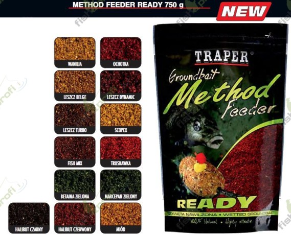 Прикормка Метод фидер Готовая Клубника TRAPER Method Feeder Ready Frech Strawberry 750гр