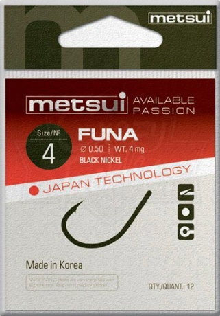 Крючки metsui FUNA, цвет bln, размер № 04, (1 уп - 12 шт)