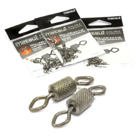 Вертлюги Metsui (митсуи) Rolling Swivel x-pattern diamond eye черные, № 2 (1 уп.-12 шт.)