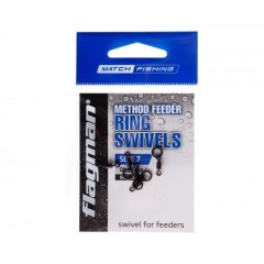 FLAGMAN Вертлюжок с кольцом Flat Feeder Rings Swivels №7 5шт