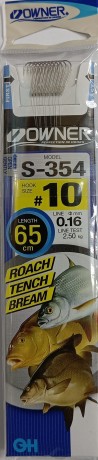 Крючок с повод.65 см. OWNER S-354 №10 line 0.16 мм.