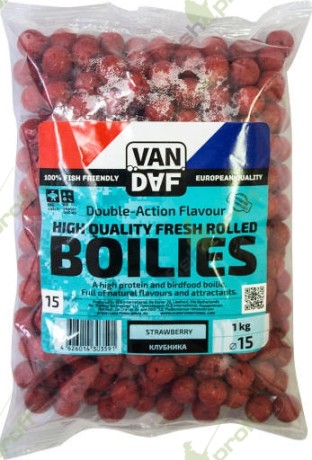 Бойлы VAN DAF Клубника, красный, 15 мм. 1 кг.