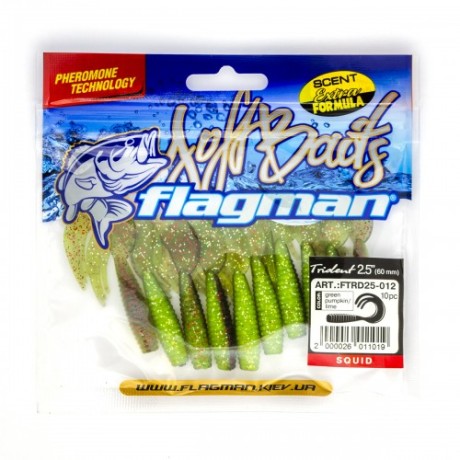 Твистер Flagman Trident 2,5" Green pumpkin lime 6,3см 10шт