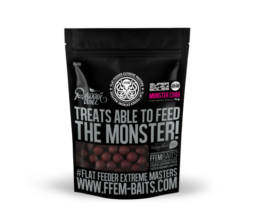 FFEM Soluble Boilies Monster Crab - Растворимые прикормочные бойлы (Монстр Краб) 22мм/1кг.