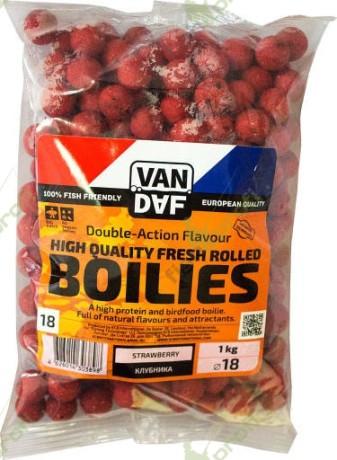 Бойлы VAN DAF Клубника, 18 мм. 1 кг.