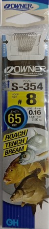 Крючок с повод.65 см. OWNER S-354 №8 line 0.16 мм.