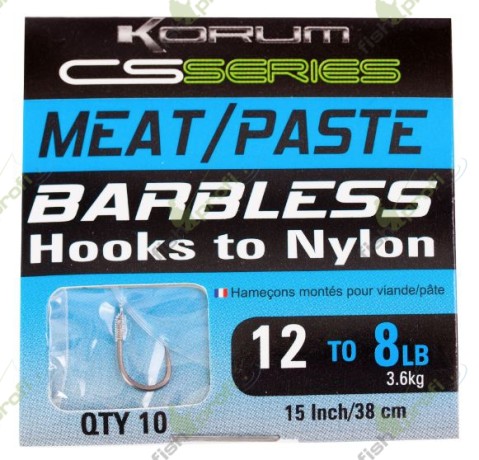 Готовый поводок KORUM BARBLESS HOOKS TO NYLON - MEAT/PASTE Фарш/Паста № 14