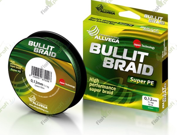 Шнур плетёный ALLVEGA "Bullit Braid" 135м тёмно-зелёный 0,14мм (8.4кг)