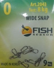 Застёжка  FISH SEASON  WIDE SNAP № 0  8кг, 9 шт