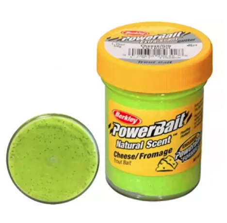 Паста форелевая Berkley Powerbait желто-зеленая сыр, 50 гр.